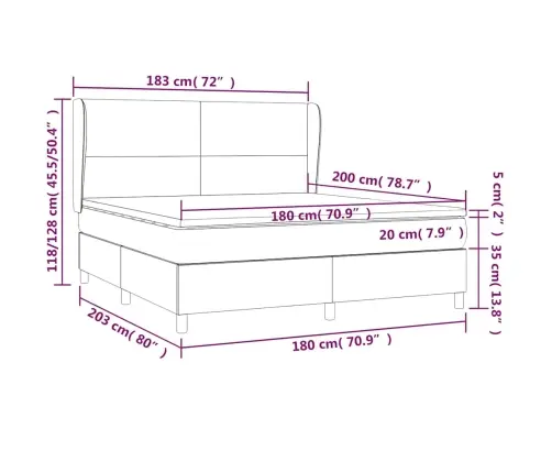 Atsperu Gulta Ar Matraci, Tumši Zils Samts, 180X200 Cm Vidaxl