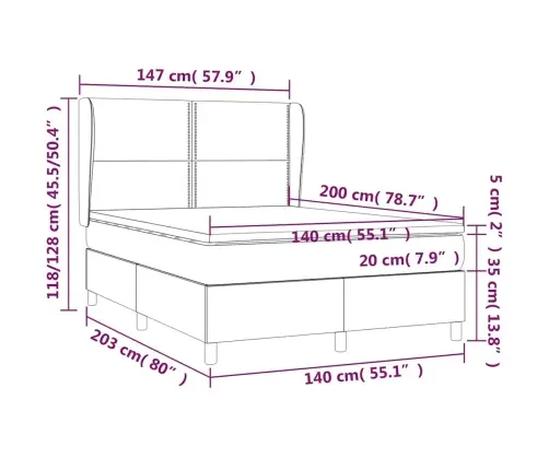 Atsperu Gulta Ar Matraci, Tumši Zaļš Samts, 140X200 Cm Vidaxl