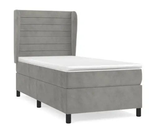 Atsperu Gulta Ar Matraci, Gaiši Pelēka Samts, 80X200 Cm Vidaxl