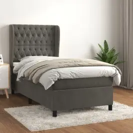 Atsperu Gulta Ar Matraci, Tumši Pelēka Samts, 80X200 Cm Vidaxl Atsperu Gulta Ar Matraci, Tumši Pelēka Samts, 80X200 Cm Vidaxl