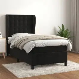 Atsperu Gulta Ar Matraci, Melna Samts, 100X200 Cm Vidaxl Atsperu Gulta Ar Matraci, Melna Samts, 100X200 Cm Vidaxl