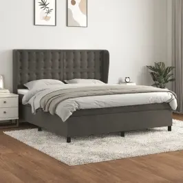 Atsperu Gulta Ar Matraci, Tumši Pelēka Samts, 160X200 Cm Vidaxl