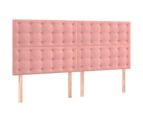 Atsperu Gulta Ar Matraci, Rozā Samts, 180X200 Cm Vidaxl