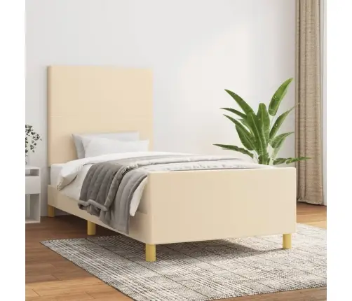 Gultas Rāmis Bez Matrača, Krēmkrāsas, 100X200 Cm, Audums Vidaxl