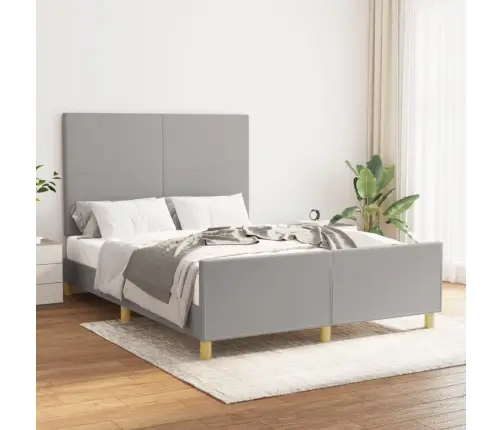 Gulta Bez Matrača, Gaiši Pelēks, 140X200 Cm, Audums Vidaxl