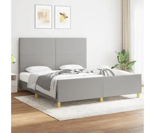 Gulta Bez Matrača, Gaiši Pelēks, 180X200 Cm, Audums Vidaxl