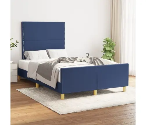 Gultas Rāmis Bez Matrača, Zils, 120X200 Cm, Audums Vidaxl