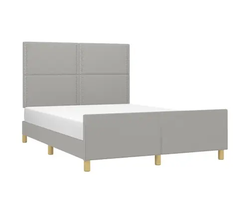 Gulta Bez Matrača, Gaiši Pelēks, 140X190 Cm, Audums Vidaxl