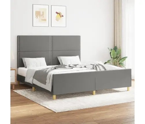 Gulta Bez Matrača, Tumši Pelēks, 160X200 Cm, Audums Vidaxl