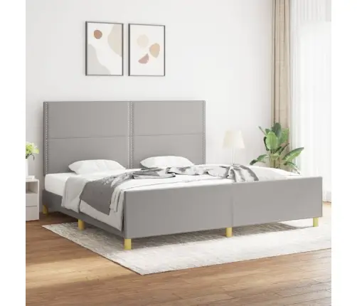 Gulta Bez Matrača, Gaiši Pelēks, 200X200 Cm, Audums Vidaxl