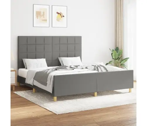 Gulta Bez Matrača, Tumši Pelēks, 160X200 Cm, Audums Vidaxl