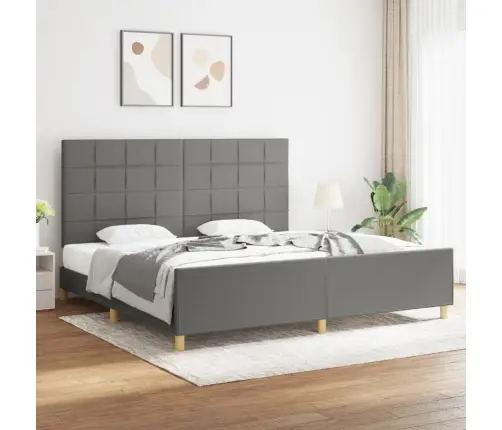 Gulta Bez Matrača, Tumši Pelēks, 200X200 Cm, Audums Vidaxl