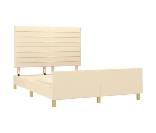 Gulta Bez Matrača, Krēmkrāsas, 140X190 Cm, Audums Vidaxl