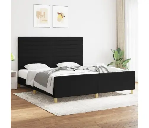 Gulta Bez Matrača, Melns, 180X200 Cm, Audums Vidaxl