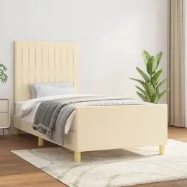 Gultas Rāmis Bez Matrača Krēma 80X200 Cm Auduma Vidaxl