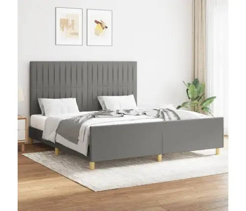 Gulta Bez Matrača, Tumši Pelēks, 160X200 Cm, Audums Vidaxl