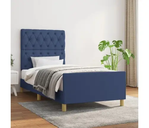 Gultas Rāmis Bez Matrača, Zils, 80X200Cm Audums Vidaxl