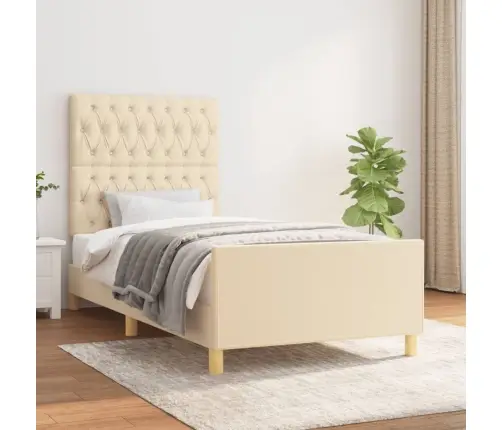 Gultas Rāmis Bez Matrača, Krēma, 90X190Cm Audums Vidaxl