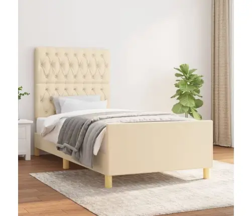 Gultas Rāmis Bez Matrača, Krēmkrāsas, 100X200 Cm, Audums Vidaxl