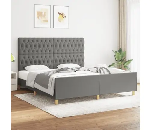 Gulta Bez Matrača, Tumši Pelēks, 180X200 Cm, Audums Vidaxl