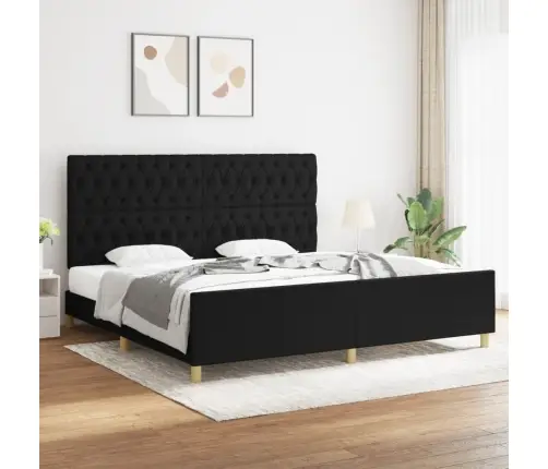 Voodiraam Peatsiga, Must, 200X200 cm Kangas