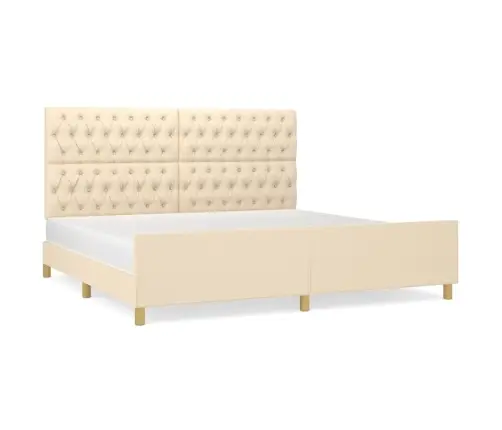 Voodiraam Peatsiga, Kreemjas, 200X200 cm Kangas