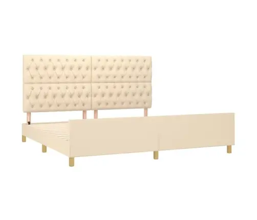 Voodiraam Peatsiga, Kreemjas, 200X200 cm Kangas