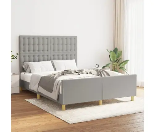 Gulta Bez Matrača, Gaiši Pelēks, 140X200 Cm, Audums Vidaxl