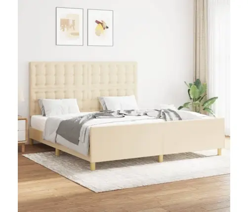 Gulta Bez Matrača, Krēmkrāsas, 160X200 Cm, Audums Vidaxl