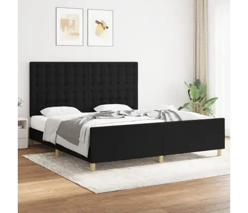 Gultas Rāmis Ar Galvgali, Melns, 180X200 Cm, Audums Vidaxl