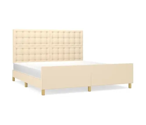 Voodiraam Peatsiga, Kreemjas, 180X200 cm Kangas