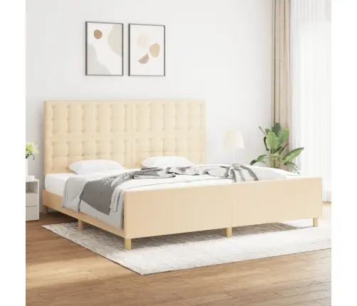 Gulta Bez Matrača, Krēmkrāsas, 200X200 Cm, Audums Vidaxl