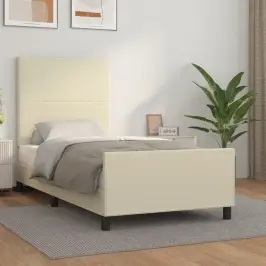 Gultas Rāmis Ar Galvgali, Krēmkrāsas, 80X200 Cm, Mākslīgā Āda Vidaxl