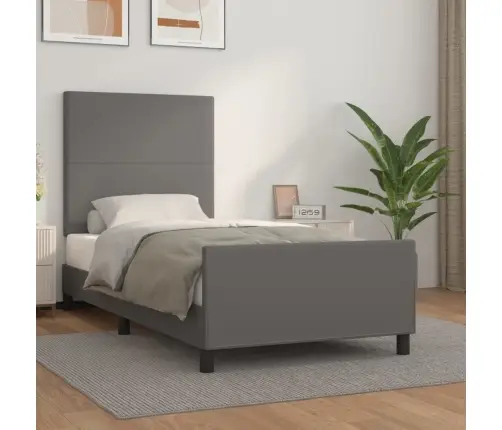 Lovos Rėmas Su Galvūgaliu, Pilkas, 80X200cm Dirbtinė Oda