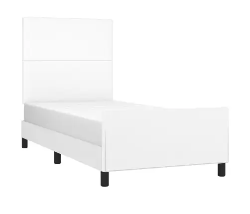 Gultas Rāmis Ar Galvgali, Balts, 90X190 Cm, Mākslīgā Āda Vidaxl