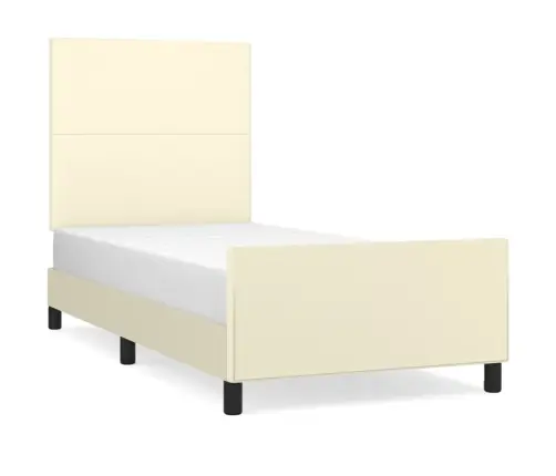 Lovos Rėmas Su Galvūgaliu, Kreminis, 90X200cm Dirbtinė Oda