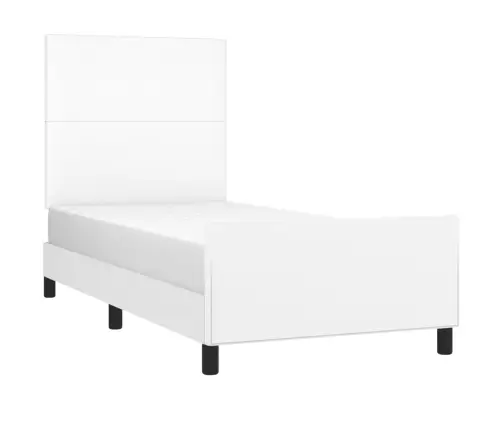 Gultas Rāmis Ar Galvgali, Balts, 100X200 Cm, Mākslīgā Āda Vidaxl