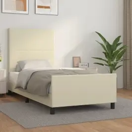 Lovos Rėmas Su Galvūgaliu, Kreminis, 100X200cm Dirbtinė Oda