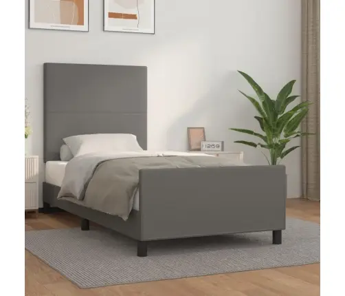 Voodiraam Peatsiga, Hall, 100X200 cm Kunstnahk