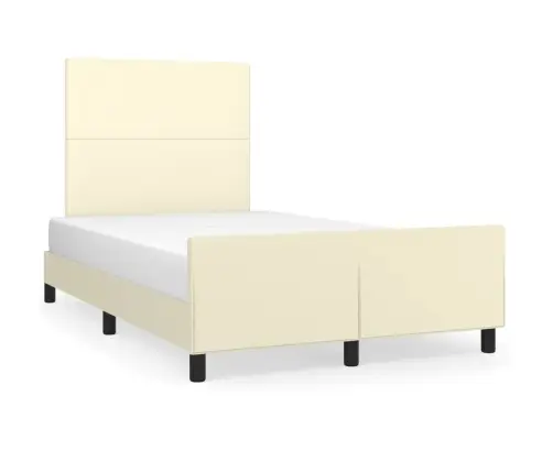 Gultas Rāmis Ar Galvgali, Krēmkrāsas, 120X200 Cm, Mākslīgā Āda Vidaxl