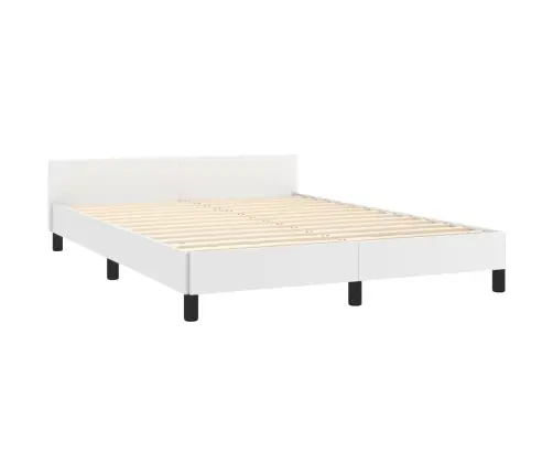 Gultas Rāmis Ar Galvgali, Balts, 140X190 Cm, Mākslīgā Āda Vidaxl