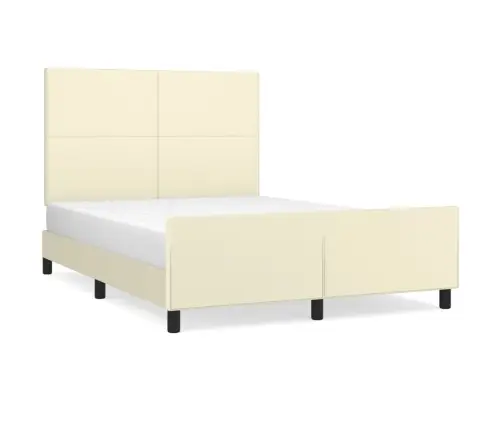 Voodiraam Peatsiga, Kreemjas, 140X190 cm Kunstnahk