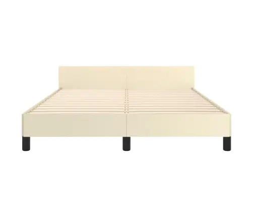 Voodiraam Peatsiga, Kreemjas, 140X190 cm Kunstnahk