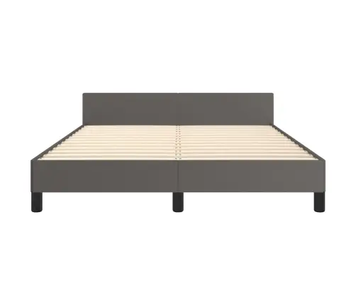Gultas Rāmis Ar Galvgali, Pelēks, 140X190 Cm, Mākslīgā Āda Vidaxl