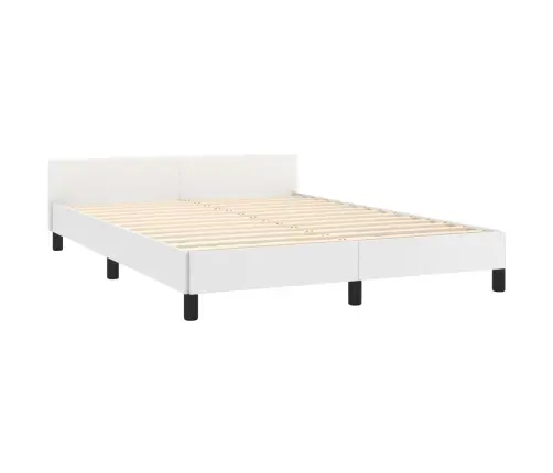 Voodiraam Peatsiga, Valge, 140X200 cm Kunstnahk