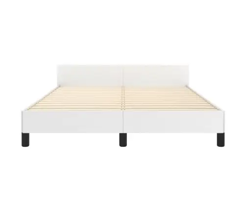 Voodiraam Peatsiga, Valge, 140X200 cm Kunstnahk