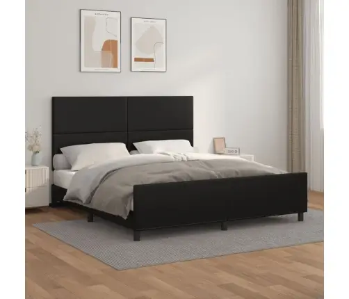 Lovos Rėmas Su Galvūgaliu, Juodos, 160X200cm Dirbtinė Oda