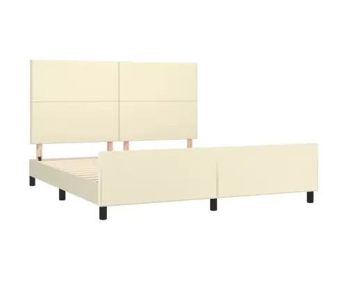 Lovos Rėmas Su Galvūgaliu, Kreminis, 160X200cm Dirbtinė Oda