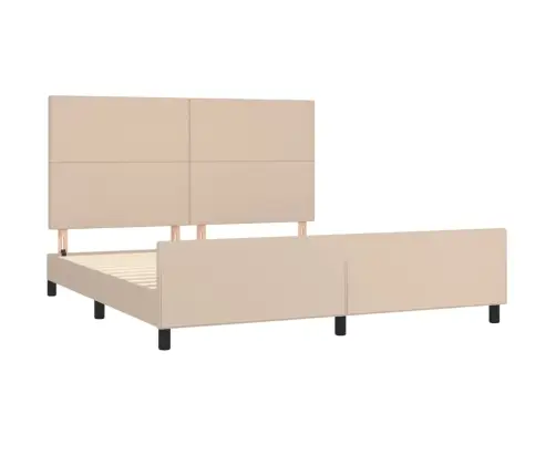 Voodiraam Peatsiga, Cappuccino, 160X200 cm Kunstnahk