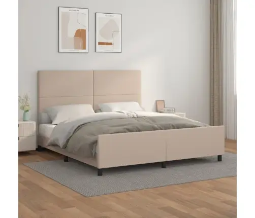 Voodiraam Peatsiga, Cappuccino, 160X200 cm Kunstnahk